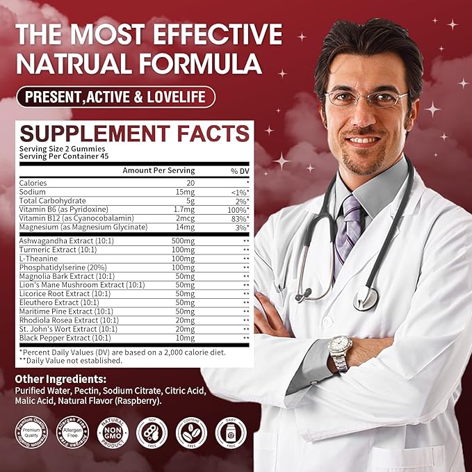 Cortisol Supplements for Women - 15-in- 1 Cortisol Reducer Detox Manager with Ashwagandha/Magnesium/L-theanine/Phosphatidylserine/Vitamin B6 for Mood/Focus & Sleep 90CT
