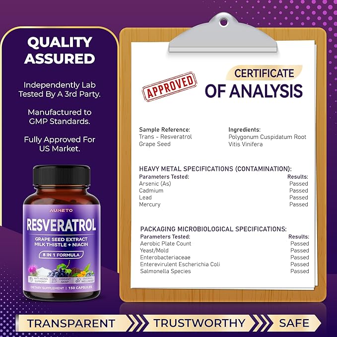 Ultra Resveratrol 8 in 1 Formula - with Grape Seed Milk Thistle Niacin (150 Count (Pack of 1))