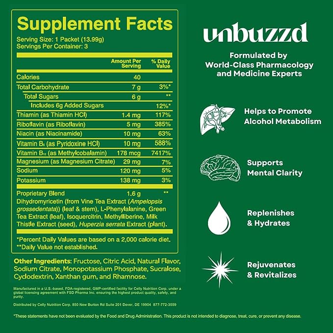 Clear-Eyed Citrus | 3 Powder Sticks | Great Tasting Post Drinking Support | DHM (Dihydromyricetin), Electrolytes, Vitamins, Milk Thistle | Metabolism, Alertness, Rapid Hydration