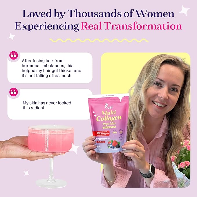Fuel Beauty Blend Premium multi Collagen Protein Powder – 11-in-1 Collagen formula for Women with Resveratrol Extract Hyaluronic Acid, Biotin beauty supplements Hair, Skin & Nails Support– Mixed Berry