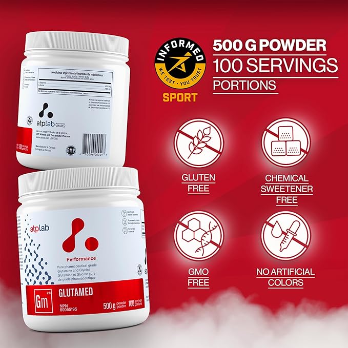 ATP LAB | Glutamed 500g | Pure Pharmaceutical-Grade Glutamine and Glycine. The Best Combination of glutamine and glycine.