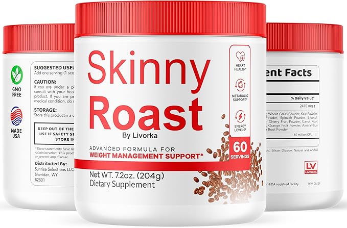 (3 Pack) Skinny Roast - Skinny Roast Coffee Advanced Formula, Official SkinnyRoast Organic Powder, Supplement Support Healthy Lifestyle - Premium Natural Formula, 180 Servings for 3 Months
