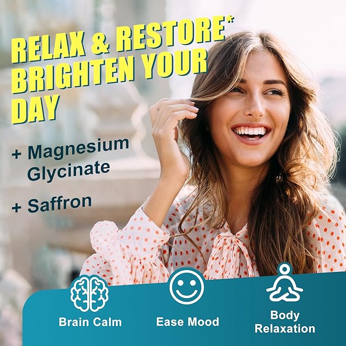 Sugar Free Magnesium Glycinate Gummies 400mg with Ashwagandha, B1, B3, Rhodiola Rosea & Saffron for Support Rest, Mood & Calm Magnesium Gummies for Adults, Chewable Magnesium Supplement, Vegan, 120Ct