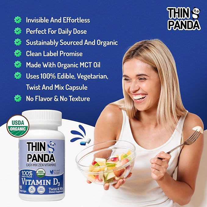 100% Organic Vitamin D3 Supplement | 100% Of Your RDA | For Strong Bones & Healthy Immunity | Unique Twist & Mix Design | GMO Gluten Vegan & Taste Free | Adults & Kids Ages 4 & Older | 90 Servings
