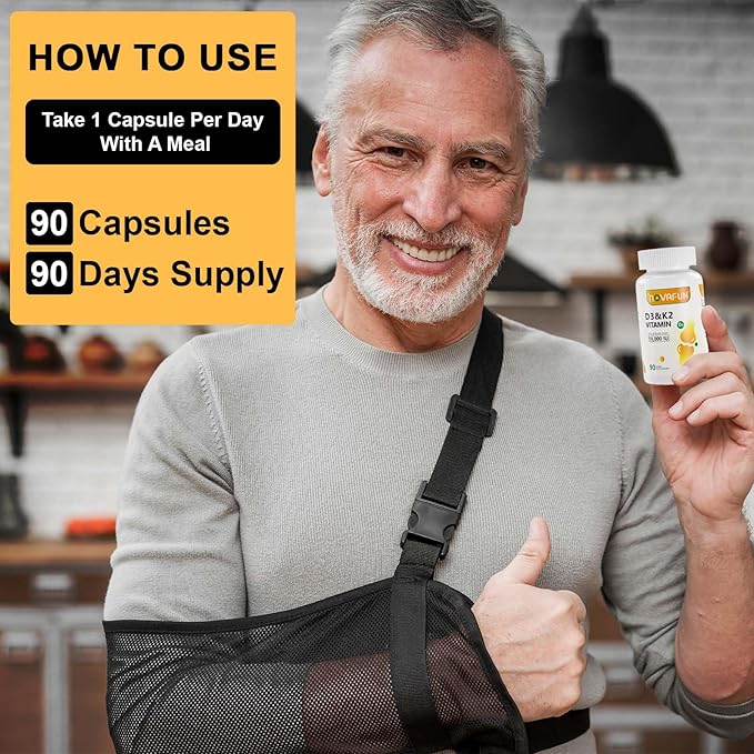 D3 K2 Vitamin 10000 IU Softgels, D3 K2 Supplement with Coconut Oil for Bone, Teeth Health, Support Muscle & Heart Health, 90 Count
