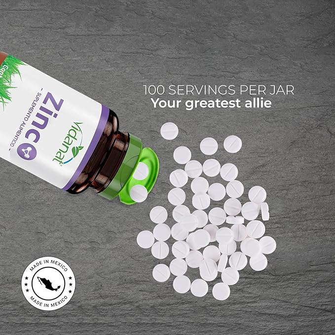 Vidanat Zinc 100 Tablets – Immune Support, Skin Health & Antioxidant Power (100 Servings)