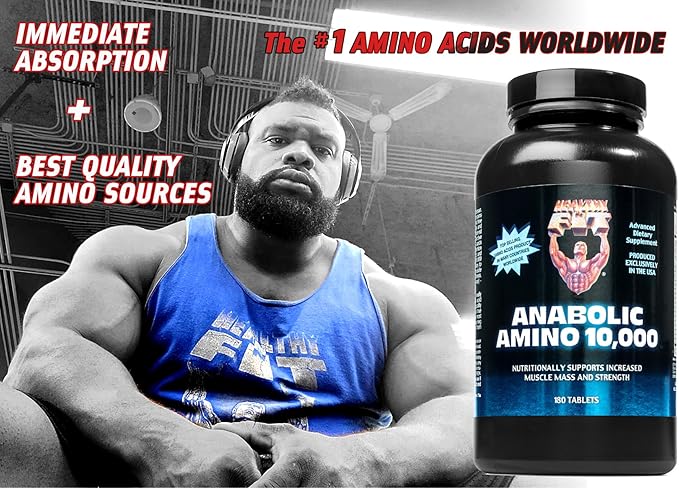 Healthy 'N Fit - Anabolic Amino 10,000 -Amino Acid Tablets (180)- Hydrolyzed Egg & Whey Source- FAST Absorbing