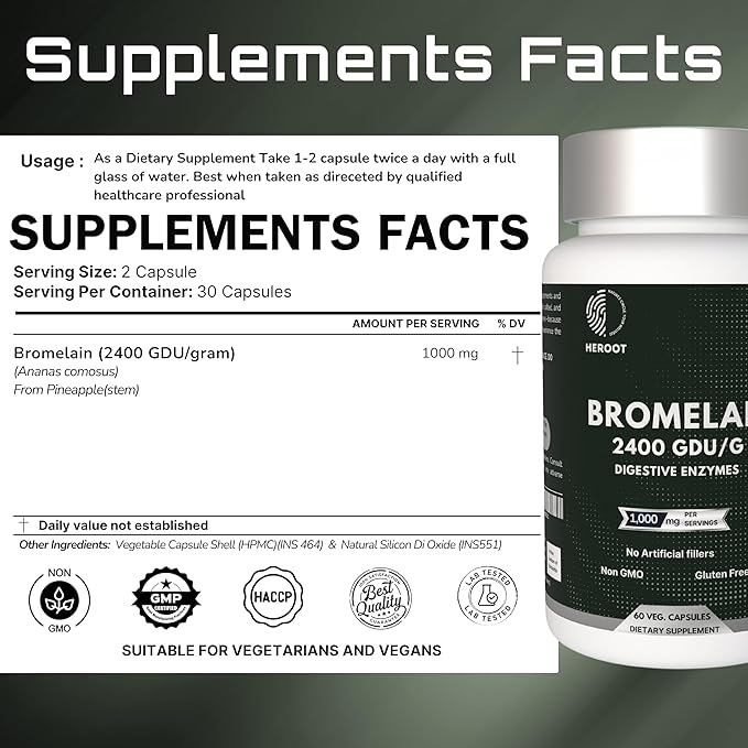 Bromelain 500mg | 2400 GDU/gram | Joint Support & Healthy Digestion | Non-GMO | Gluten Free 120 Capsules