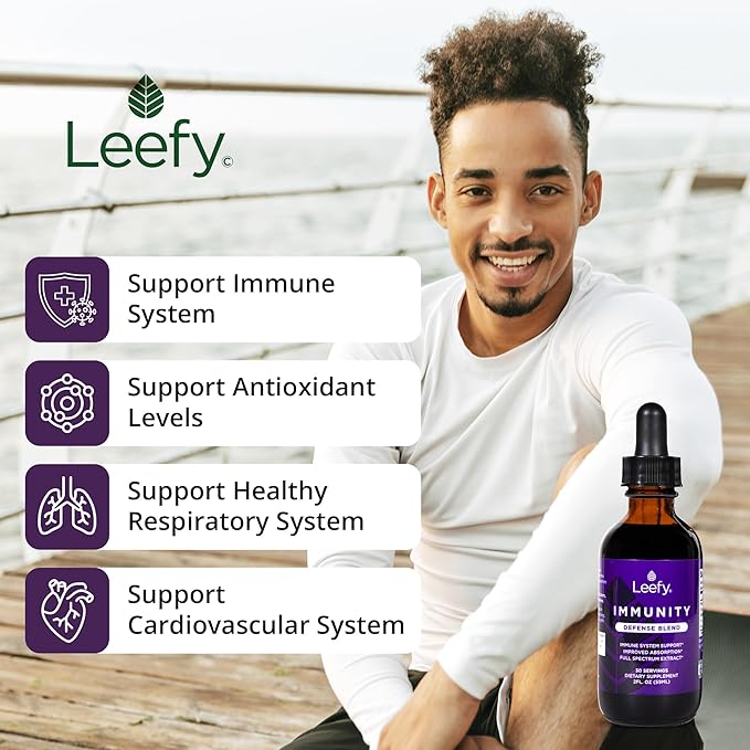 Leefy Organics Immunity Defense Blend - Organic Immune Support Supplement, Fast Absorbing Immunity Supplement, Immune Boosters for Adults, Immune Boost, Immune System Booster, Immunity Boost - 2 Oz