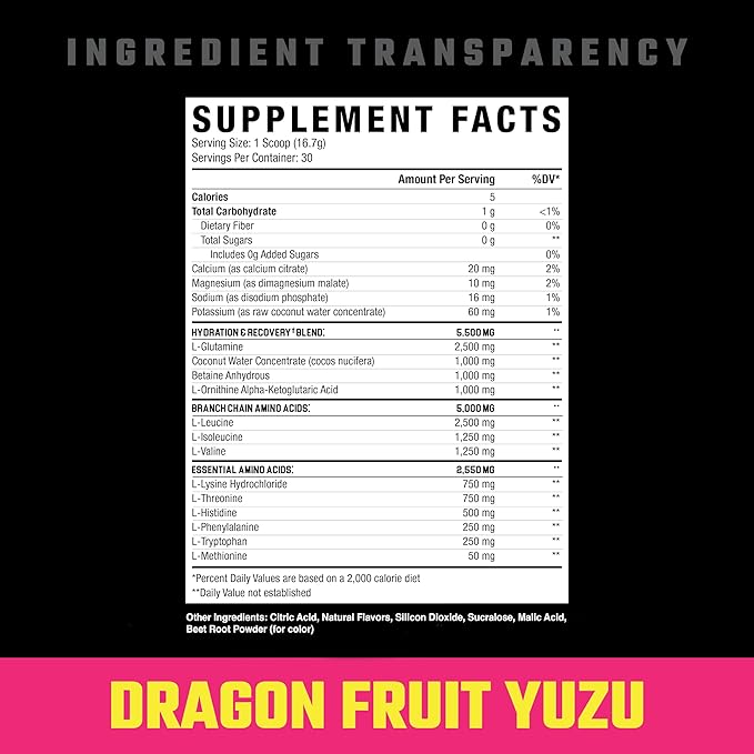 The Grind Essential Amino Acids, Branched Chain Amino Acids, 30 Servings (Dragon Fruit Yuzu)