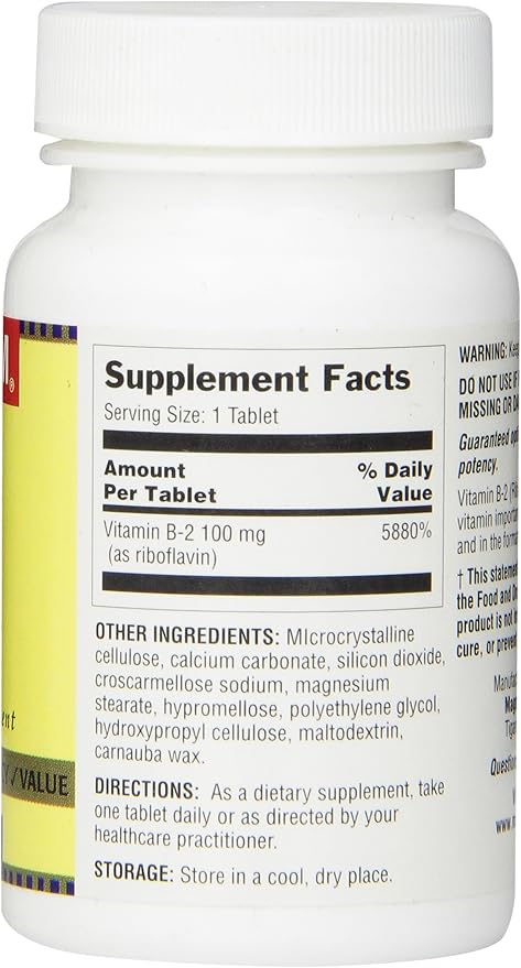 Optimum Vitamin B-2 Tablets, 100 Mg, 100 Count