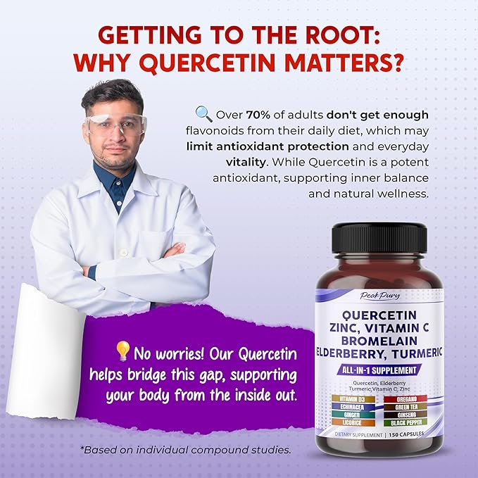 Quercetin Elderberry Turmeric Vitamin C Zinc - Immunity Support - Made in USA