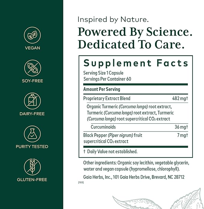 Gaia Herbs Pro Curcuma Supreme - Immune Health Support Supplement - Curcuma Supplement with Black Pepper Fruit Extract & Turmeric Root Extract - 60 Liquid Phyto-Caps (60 Servings)