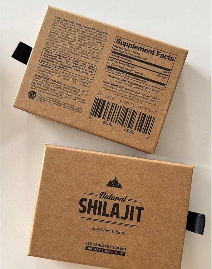 Natural Shilajit Tablets – 120 Dry Drops 100% Pure Shilajit for Men & Women with Fulvic Acid & 85+ Trace Minerals for Peak Physical & Mental Performance, Immune Health & Detox (4 Month Supply)
