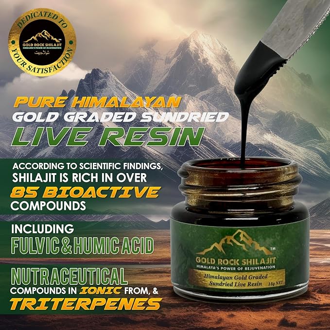 Pure Himalayan Sundried Shilajit Live Resin 15g - Authentic Gold Graded Himalayan Shilajeet Resin