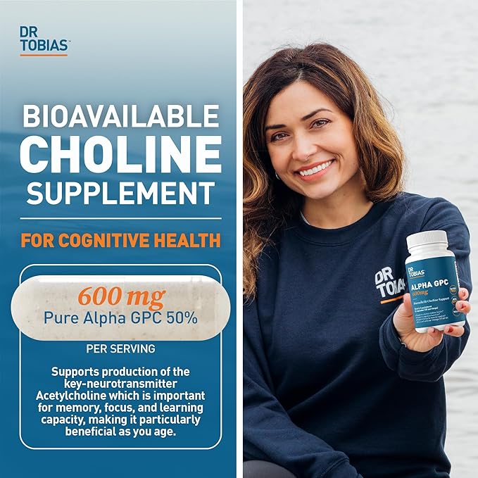 Dr. Tobias Alpha GPC & Joint Support Supplement - Support Cognitive Function & Joint Health with Bioavailable Choline Supplement & Premium Glucosamine, Chondroitin, and MSM, Non-GMO
