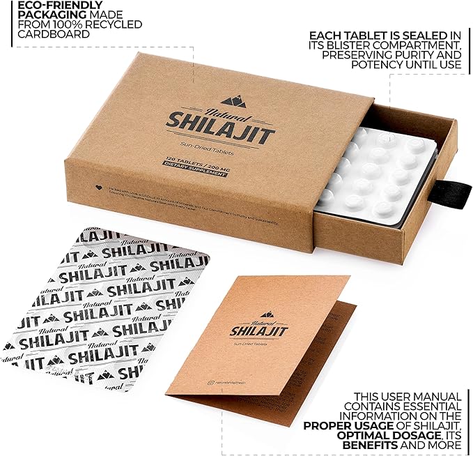 Natural Shilajit Tablets – 120 Dry Drops 100% Pure Shilajit for Men & Women with Fulvic Acid & 85+ Trace Minerals for Peak Physical & Mental Performance, Immune Health & Detox (4 Month Supply)