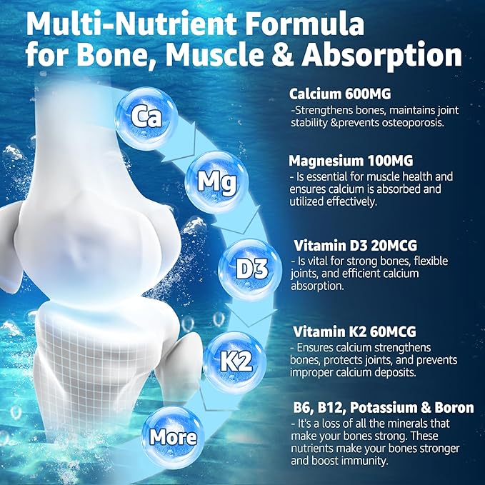 Calcium Gummies 600mg - Calcium Supplement for Women, Ocean Algae Calcium | Vitamin D3, K2, Magnesium | for Bone Strength, Muscle & Immnue | Sustainably Sourced Algae Calcium, 70+ Mineral, Vegan,2PACK