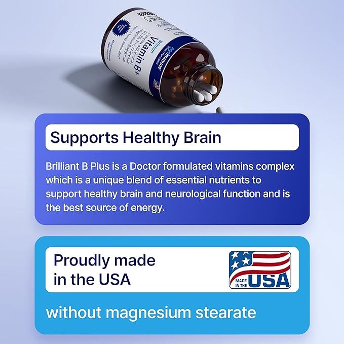 Vitamin B Complex with Vitamin D3 B12 B6 Magnesium Bisglycinate and Folate as Methylfolate - Doctor Formulated Methylated B Complex Supplement – 60 Capsules - Without Niacin