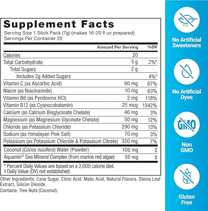 FORCE FACTOR Liquid Labs Electrolytes Powder Packets—Tropical Fruit—Hydration Packets to Make Electrolyte Water, with 5 Essential Electrolytes, Vitamins, Minerals, and Antioxidants, 20 Stick Packs