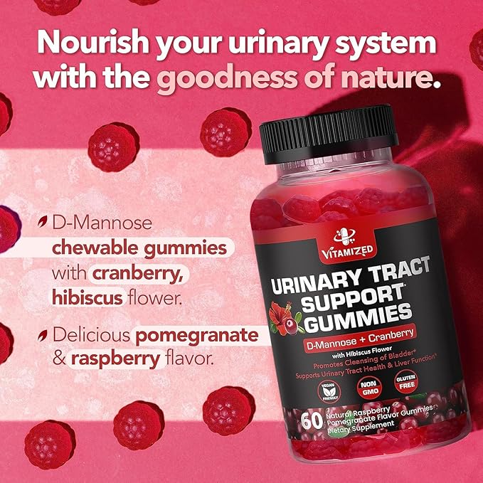 Potent Cranberry Gummies 1500mg with D Mannose - Urinary Tract Health for Women & Men, Urinary Flush & Bladder Fast-Acting Support Supplements with Hibiscus Powder, 180 Count