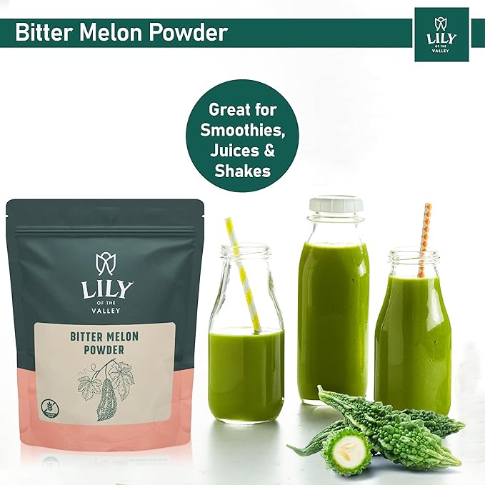 LILY OF THE VALLEY Bitter Melon Powder (Karela Powder) - Ideal for Smoothies & Shakes - Momordica Charantia - Healthy Lifestyle - Vegan & Gluten-Free - Packed in Resealable Pouch (8oz)