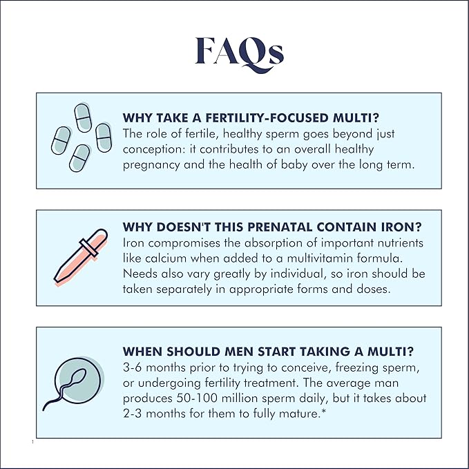 Men's Daily Multivitamin with Vitamin D, Antioxidants, Choline, and B Vitamins for Optimal Sperm Quality, Hormone Health, and Overall Male Fertility, 3rd Party Tested, 30 Servings