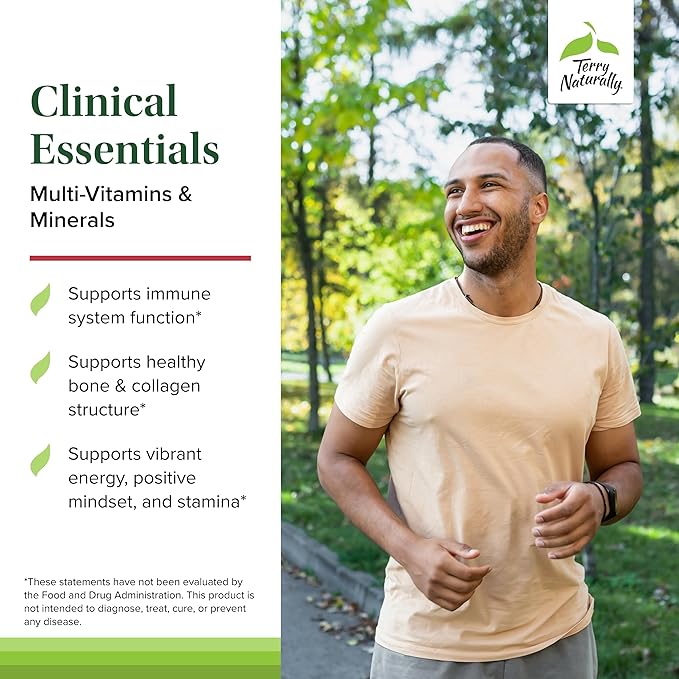 Terry Naturally Clinical Essentials - Supplement to Aid Bone, Cardiovascular & Immune Health - Supplement with Chelated Minerals - Supplement with B-Vitamins & Vitamin C - 120 Tablets
