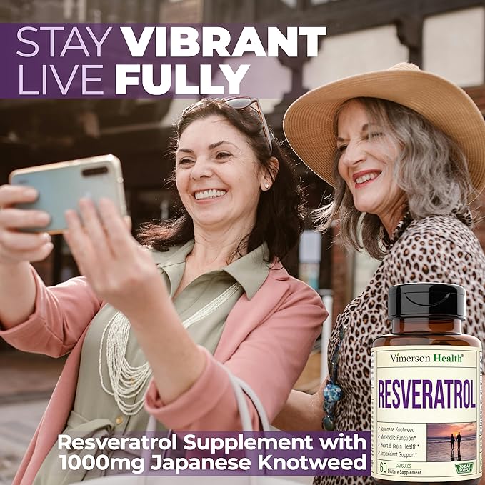 Japanese Knotweed Capsules - Resveratrol Supplement with 1000mg Japanese Knotweed, Green Tea Extract, Quercetin, Grape Extract. Potent Antioxidant for Healthy Aging & Cardiovascular Support. 60 Caps