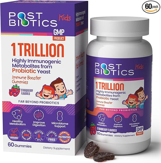 NAVEH PHARMA Postbiotics Kids Strawberry Gummies. Children’s Postbiotics, Ages 4+, 1 Trillion metabolites 200X Ingredients Than Probiotic Or Prebiotic. Gut Health, Immunity, Digestion & Microbiome