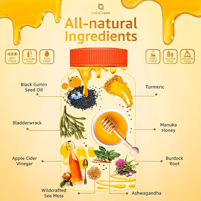 Black Seed Oil Gummies - Black Cumin Seed Oil 500mg Biotin 500mcg Ashwagandha 200mg ACV 100mg Rapeseed Honey 50mg Turmeric 20mg Beet Root 30mg Pomegranate 30mg Magnesium 50mg Vitamin B6 C