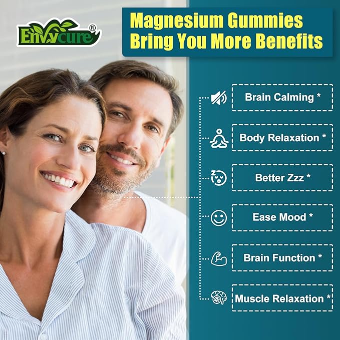 Sugar Free Magnesium Glycinate Gummies 400mg with Ashwagandha, B1, B3, Rhodiola Rosea & Saffron for Support Rest, Mood & Energy Calm Magnesium Gummies for Adults, Chewable Magnesium Supplement, 60Ct