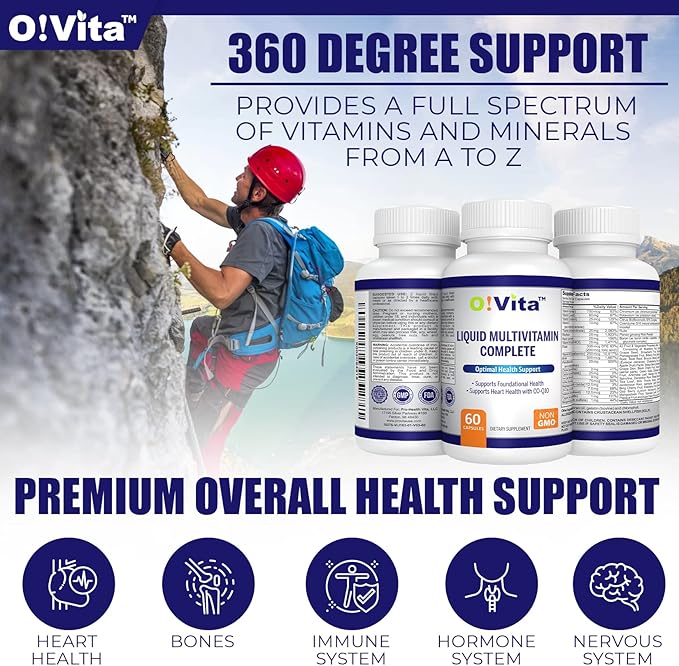 Liquid Multivitamin Complete, with a Full Spectrum of Vitamins and Minerals, Plus 42 Fruits and Vegetable Proprietary Blend, Easy Absorption (60 Vegan Liquid Filled Capsules)