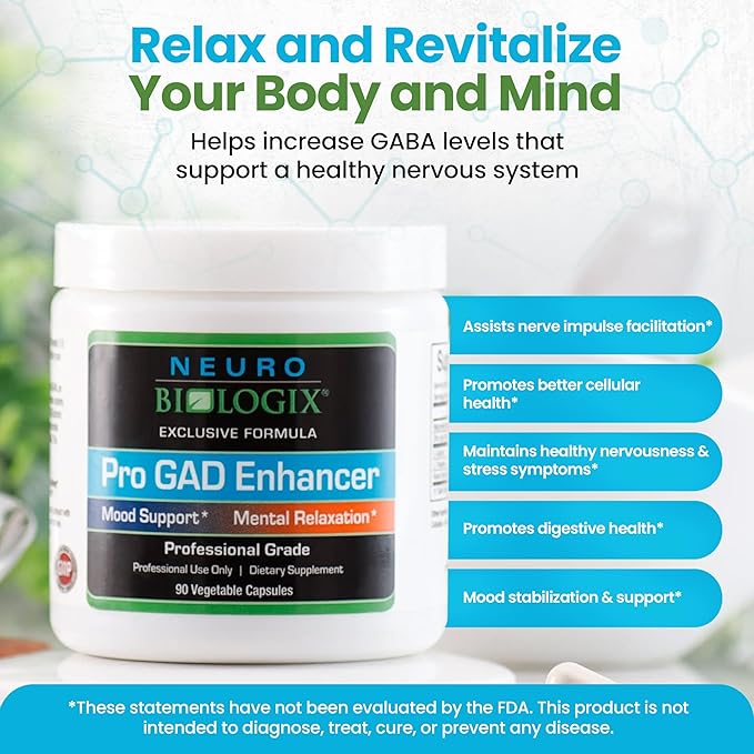 Pro GAD Enhancer 90 Capsules – Multi-Action GABA Supplement for Relaxation, Mood &, Nervous System – Contains 5 Key Ingredients, Including Magnesium, Zinc, L Theanine & Kava Kava