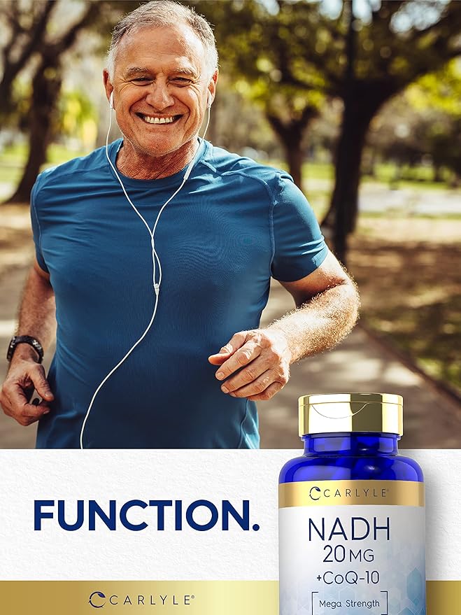 Carlyle NADH CoQ10 Supplement | 20mg | 60 Capsules | Mega Strength | Non-GMO, Gluten Free