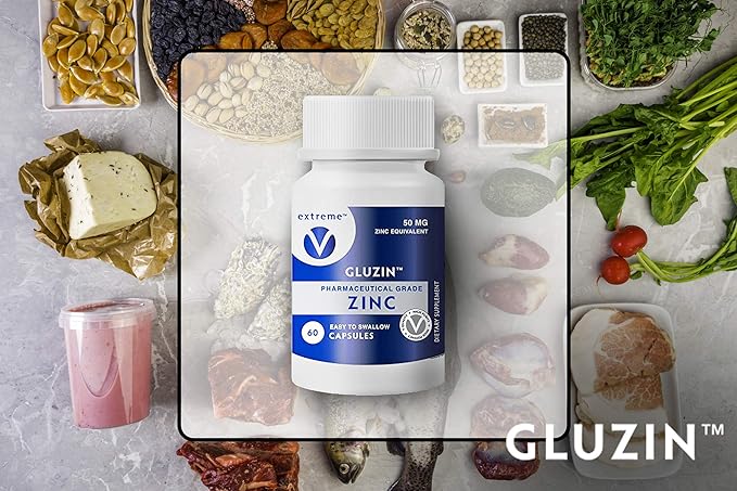 Gluzin OTC ZINC Made in The USA - Pharmaceutical Grade Zinc, 50mg, (3 Bottles - 180 Vegetarian Capsules)