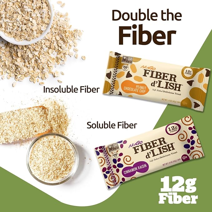 NuGo Fiber d'Lish Chocolate Brownie, 12g High Fiber, Vegan, 150 Calories, 16 Count