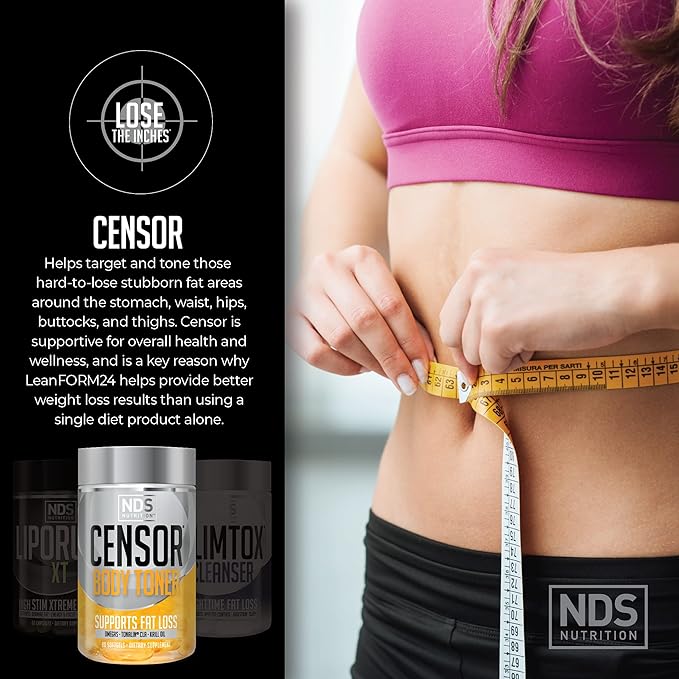 NDS Nutrition Maximum Strength Weight Loss - Decrease Appetite and Energy Booster - Glutamine, L-Carnitine, and CLA (LipoRush XT 60 Capsules, Censor 90 Softgels, and Slim-Tox 90 Capsules)