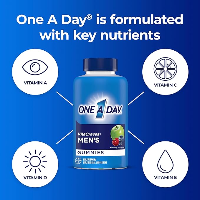 One A Day Men’s Multivitamin Gummies, Multivitamin for Men with Vitamin A, C, D, E, Calcium & More To Support Healthy Muscle Function, Gummies, 230 Count