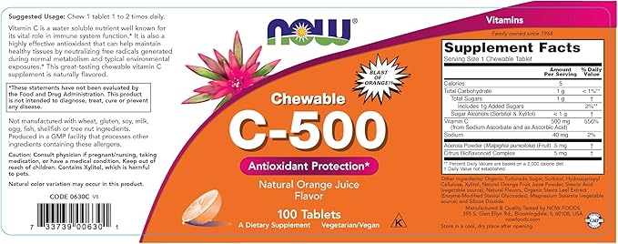 Vitamin C-500 Chewable Orange 100 Chewable Tablets