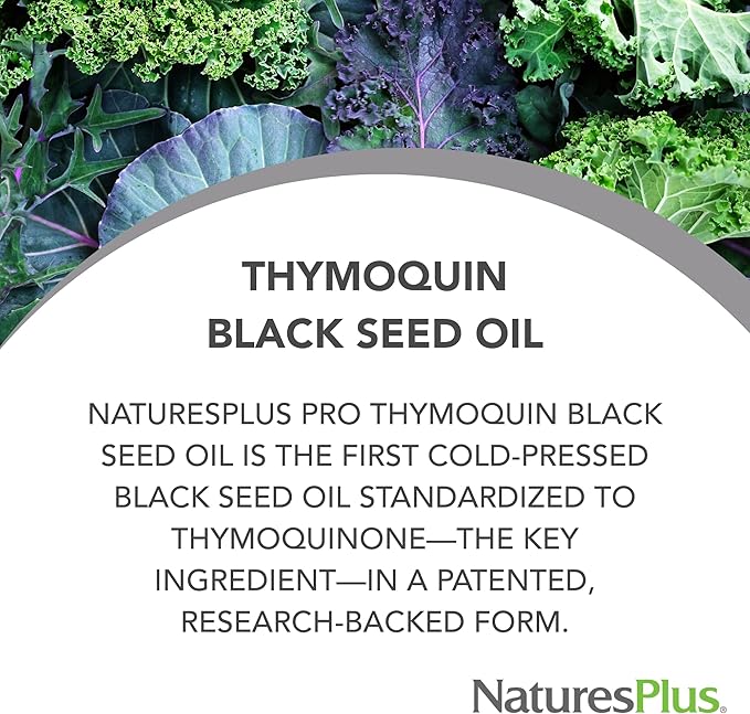 Natures Plus PRO ThymoQuin Black Seed Oil 500 mg - 60 Softgels - Full-Spectrum, Cold-Pressed Oil - Gluten Free - 60 Servings
