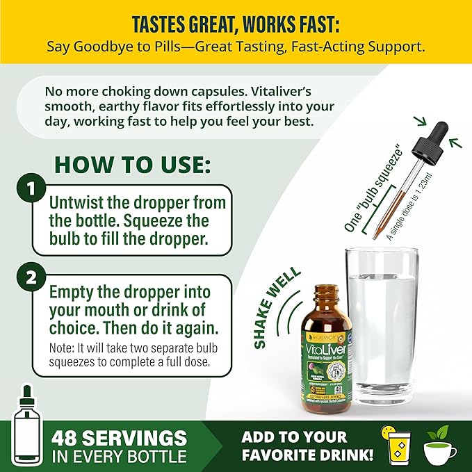 VitaLiver - Liver Health Supplement - Support Liver Cleanse & Detox - Liquid Delivery for Absorption - Milk Thistle, Artichoke, Chanca Piedra, Dandelion & More!