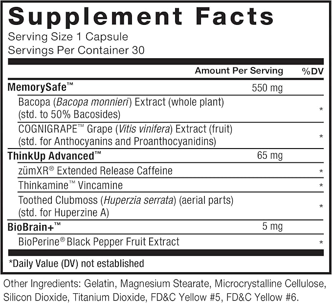 FORCE FACTOR Forebrain, 2-Pack, Nootropic Brain Supplement to Improve Memory, Boost Focus, Increase Mental Energy, and Support Brain Health with Caffeine, Bacopa, and Huperzine A, 60 Capsules