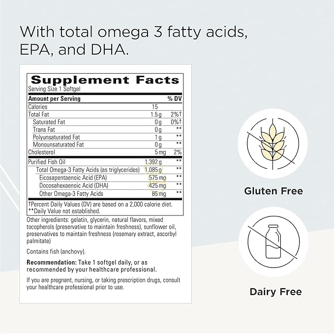 Integrative Therapeutics Pure Omega Ultra HP 1392 mg- Omega-3 Fatty Acid Supplement from Fish Oil - Supplement with EPA and DHA - Gluten-Free - Sustainably Sourced - 90 Softgels