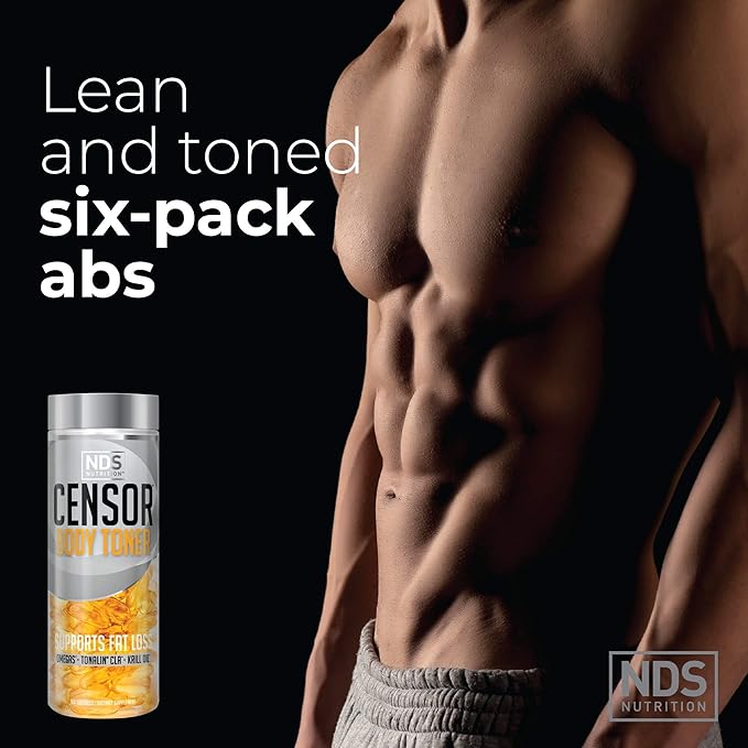 NDS Nutrition Censor - Fat Loss and Body Toner with CLA, Fish Oil, Safflower and Omega 3-6-9 Blend - Dietary Supplement for Improved Energy, Metabolism and Health - 180 Softgels