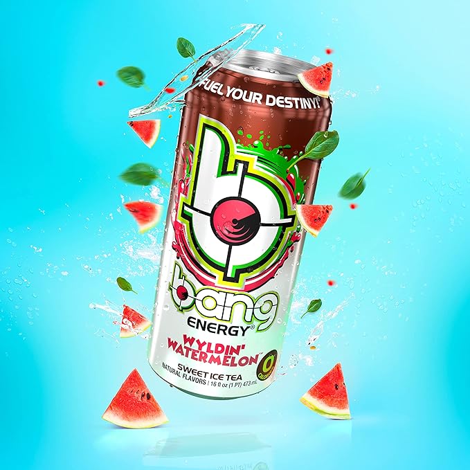 Bang Energy Wyldin’ Watermelon Sweet Tea, Sugar-Free Energy Drink, 16 Ounces (Pack of 12)