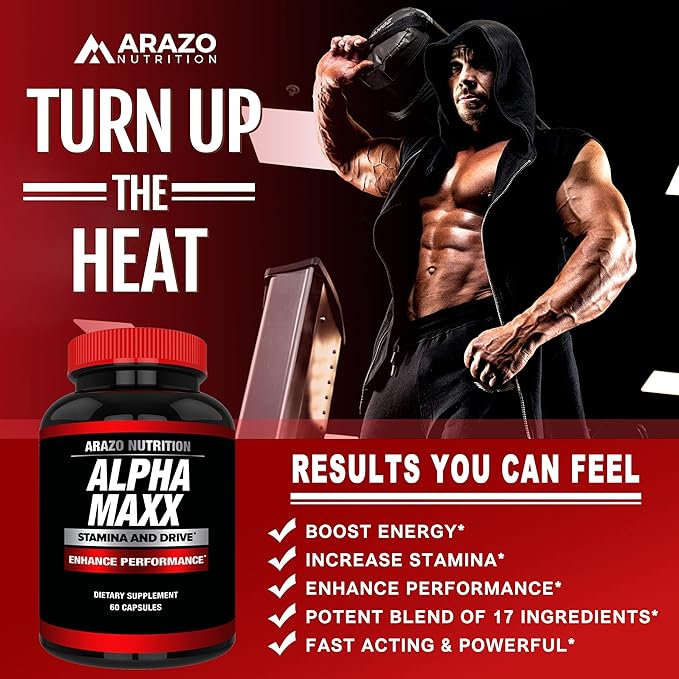 Arazo Nutrition Alphamaxx Health Supplement - Ginseng, Muira Puama, Tribulus - 60 Herbal Pill