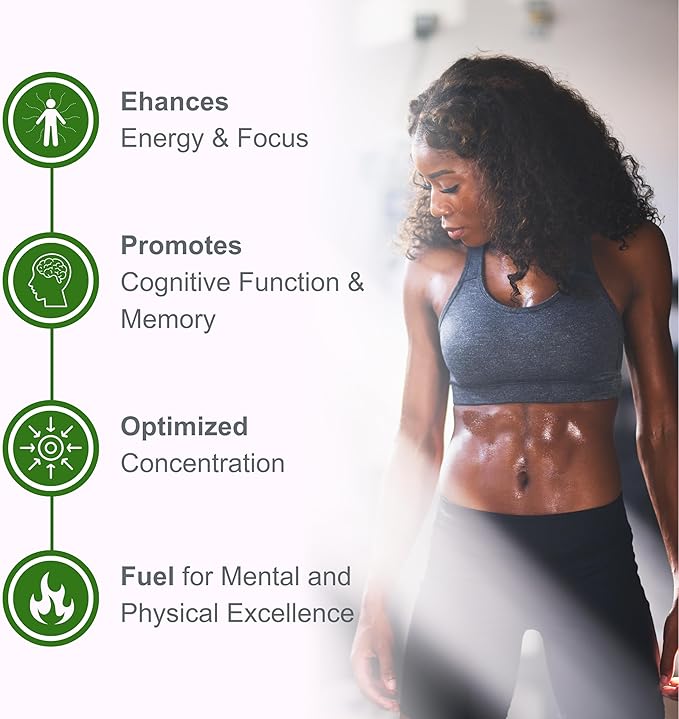 Life Happns Level Up Energy and Focus Supplement with Lions Mane, Ginkgo Biloba, L Theanine, Cordyceps Mushroom, Vitamin B, Brain and Memory Support Supplements, 90 Capsules