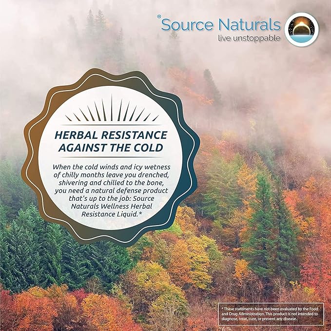 Source Naturals Wellness Herbal Resistance Liquid Immune Defense Supplement and Immunity Booster with Echinacea, Elderberry and Yin Chiao - 8 Fluid Oz