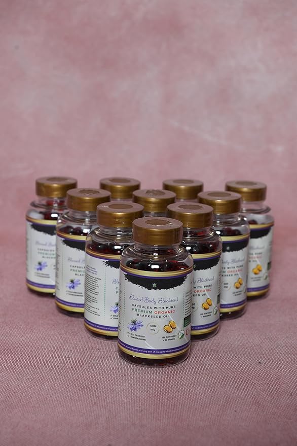 Black Seed Oil Capsules Halal Organic 120 Softgels Cold Pressed Thymoquinone - Turkish - Black Cumin Nigella Sativa Non-GMO Halal Gelatin & Glycerin 100% Pure Oil 500 mg - Blessed Kalonji Oil
